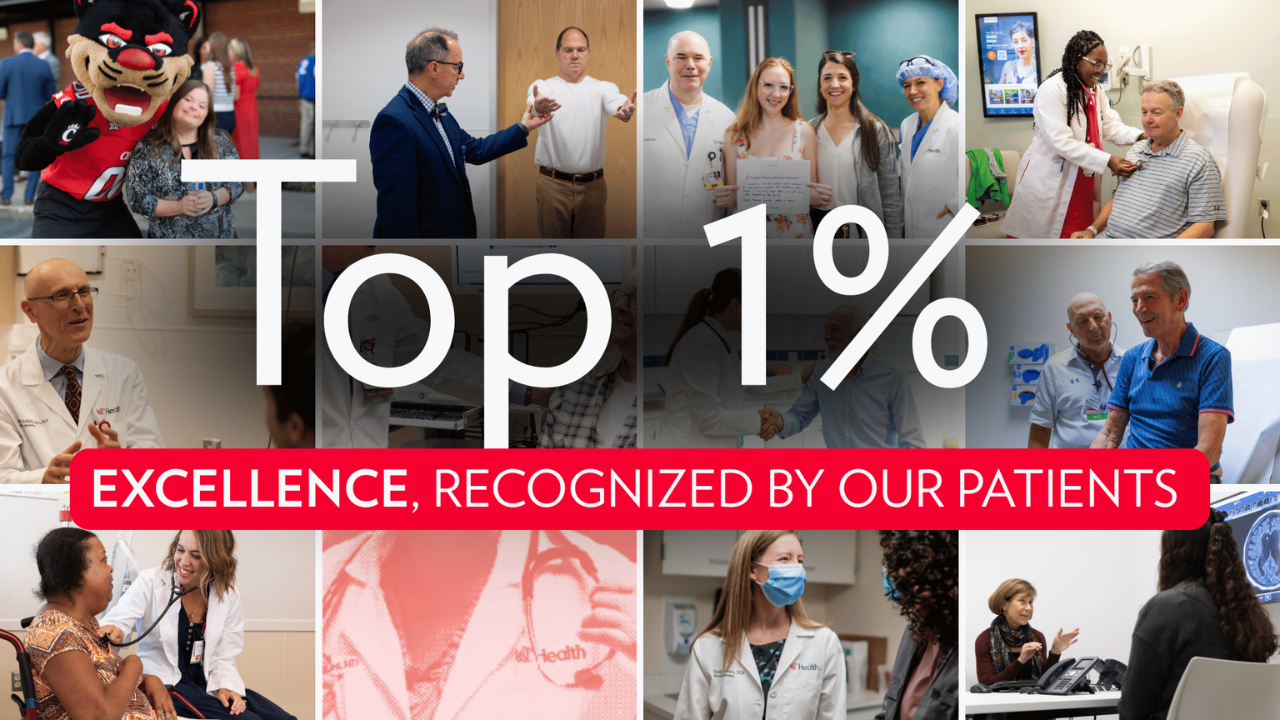 Top 1% Excellence Recognized by Our Patients - UC Health in Cincinnati Graphic