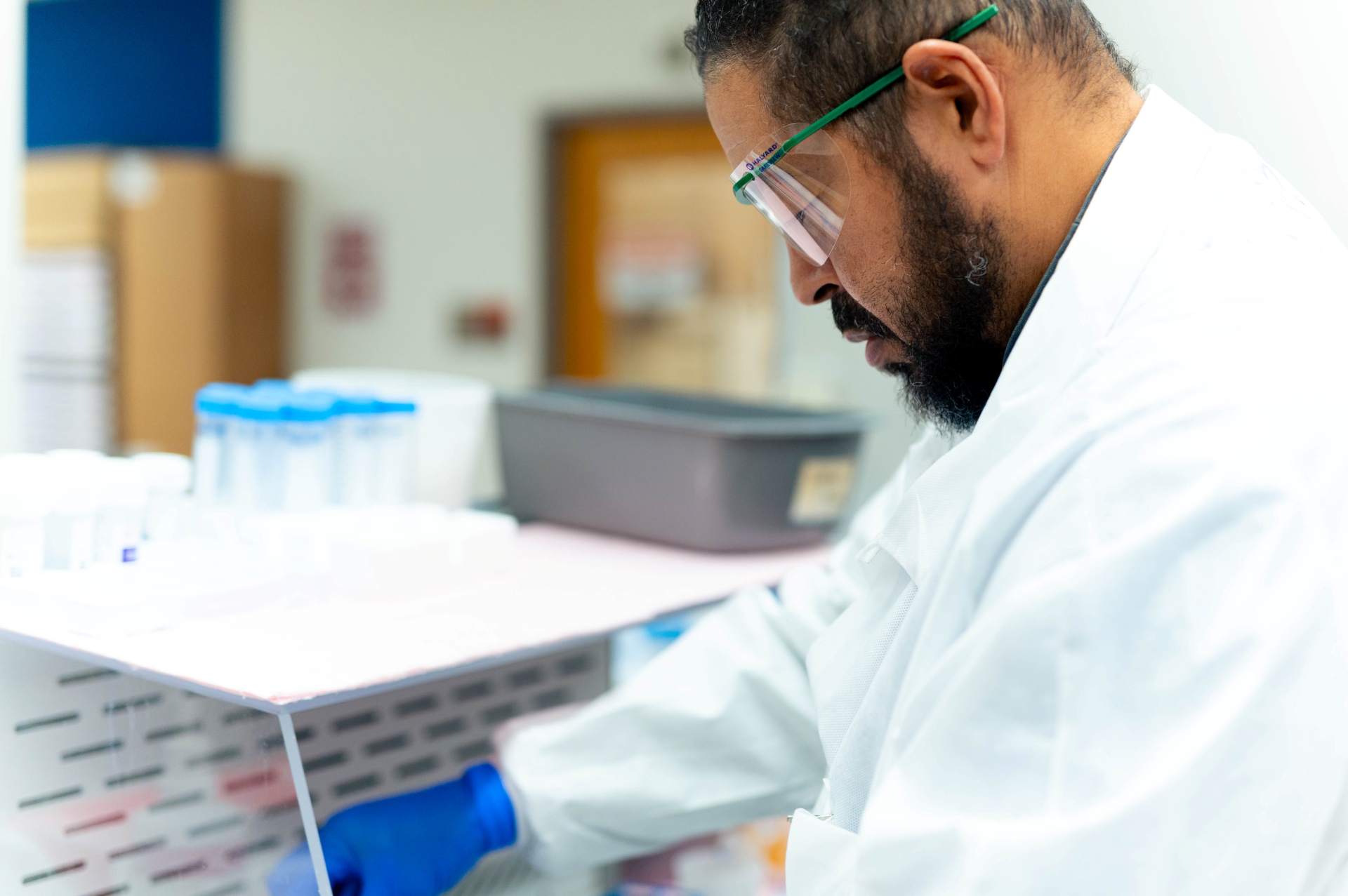 Specialist working in a lab environment.  