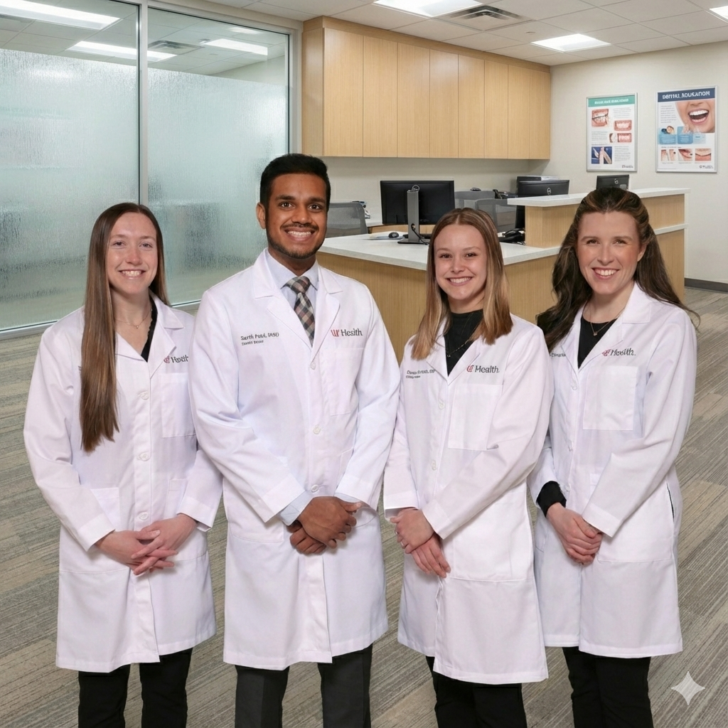 Physician examines a patient.