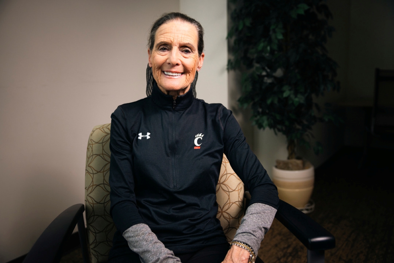 Jean Schmidt sits in a chair and smile at the camera. 
