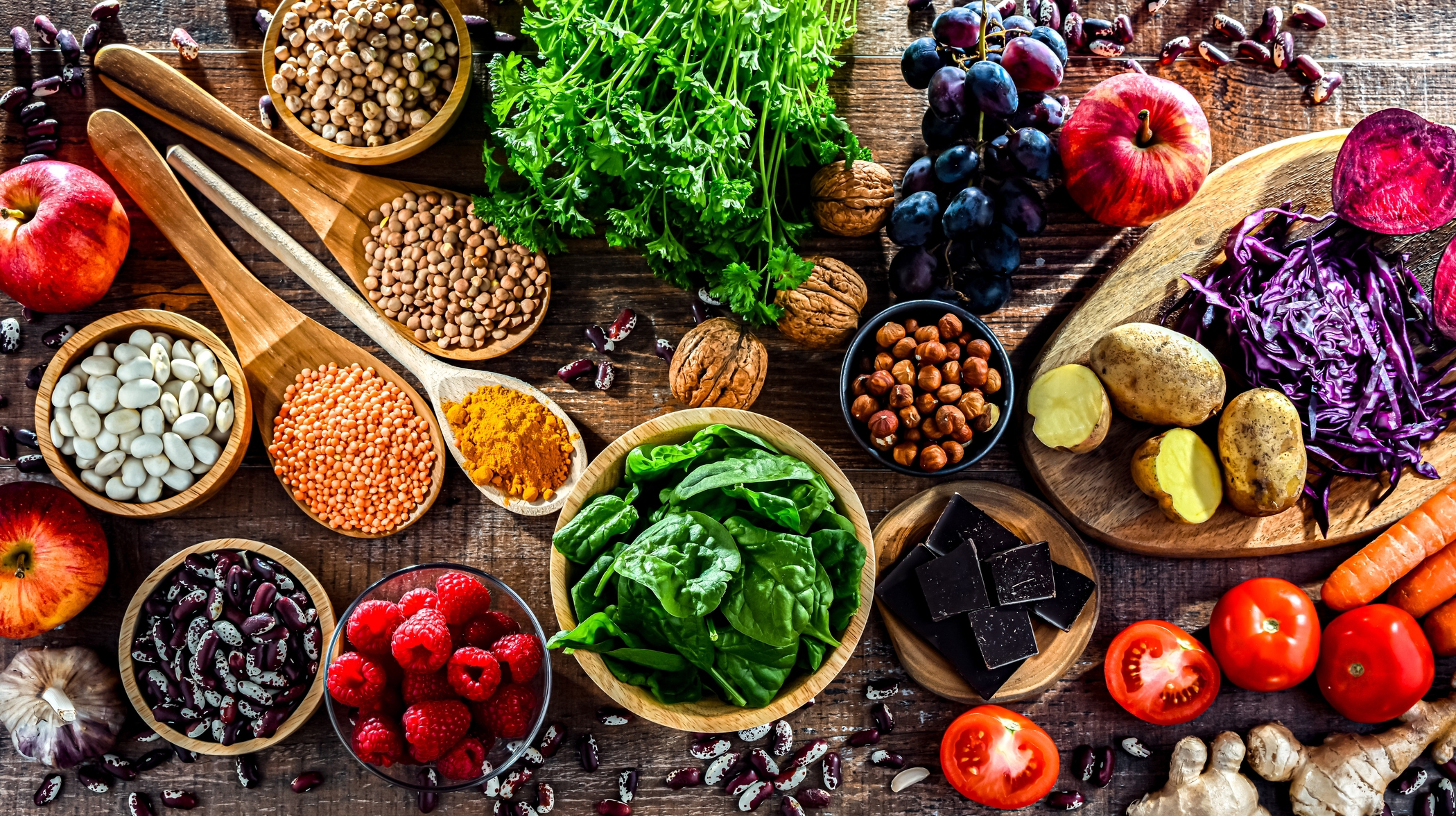 Healthy food on a table. 