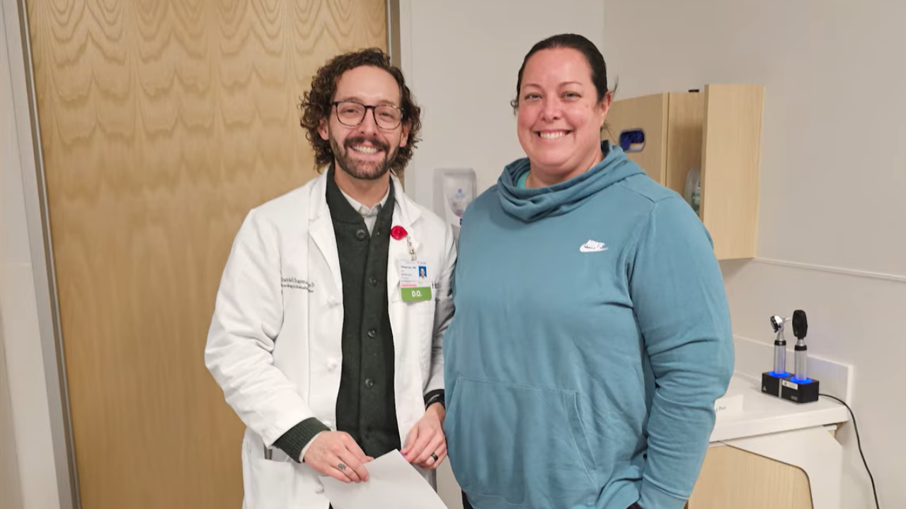 Dr. Dan Chapman and Kristen during an office visit.