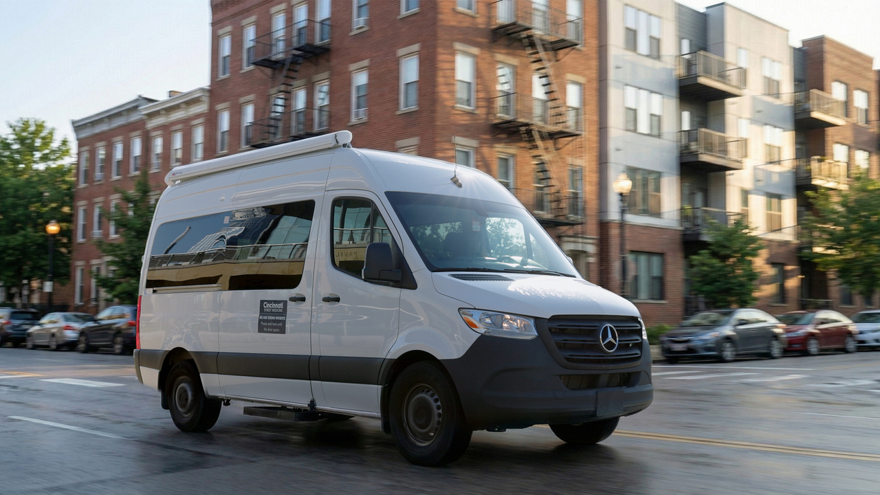 UC Health's Cincinnati Street Medicine program van in downtown Cincinnati