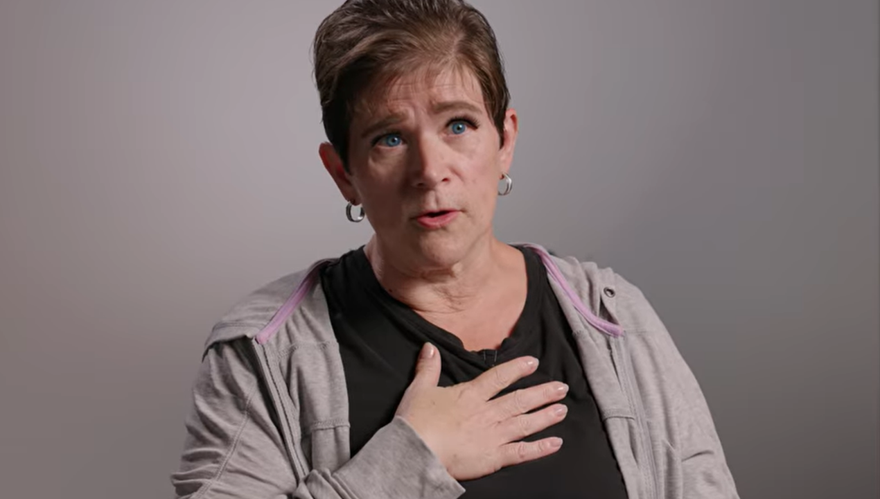 Laura Pearson looks into the camera as she shares her experience with University of Cincinnati Cancer Center
