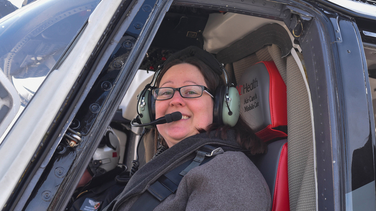 Nickie's helicopter ride after recovery