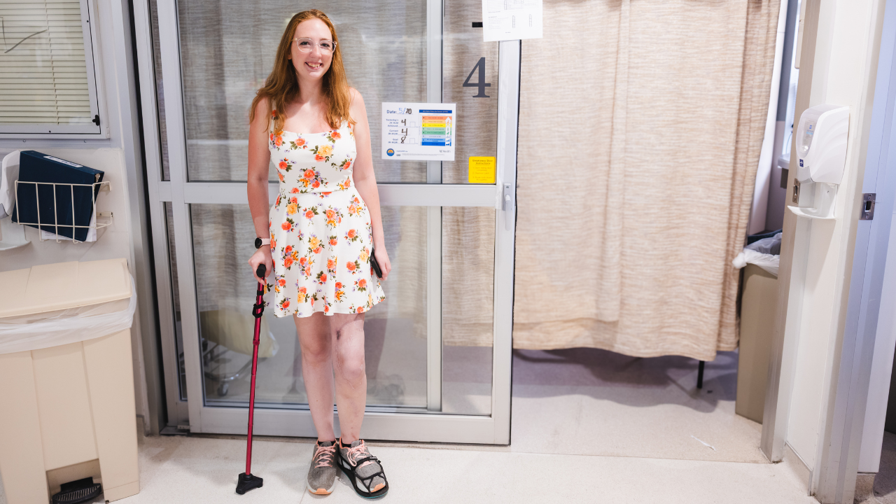 Brittany poses in the hospital