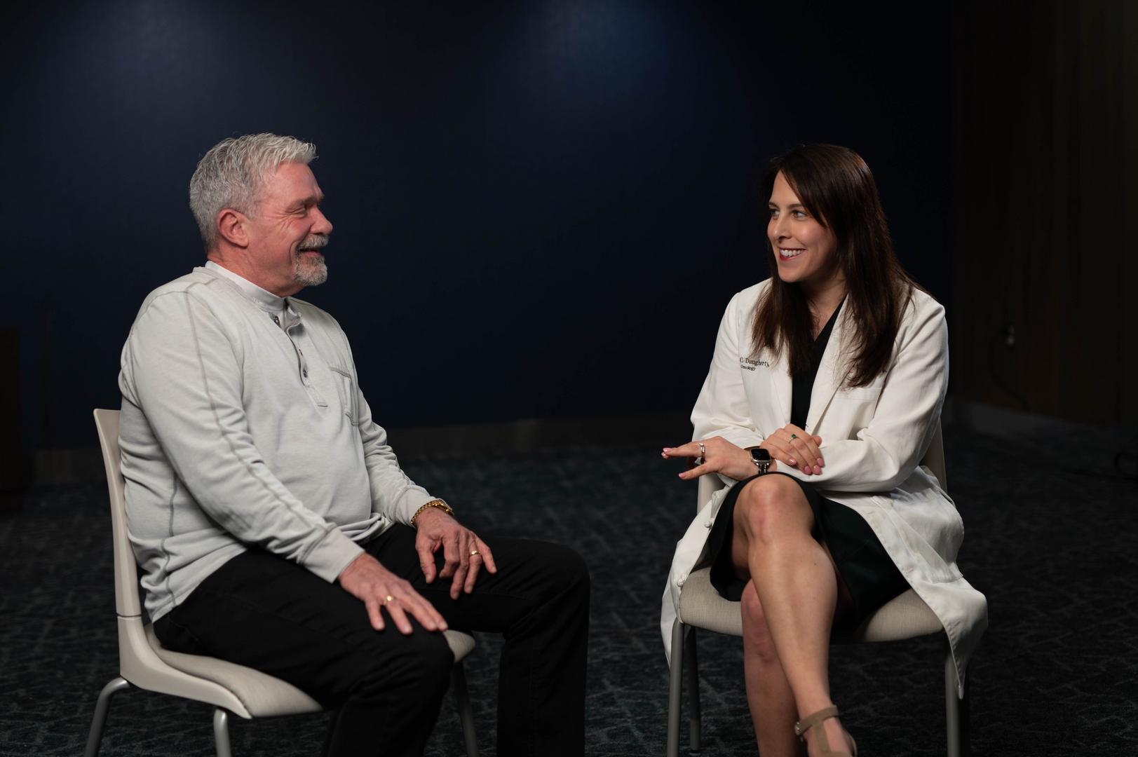 David Knock and his radiation oncologist, Dr. Emily Daugherty meet to share David's story