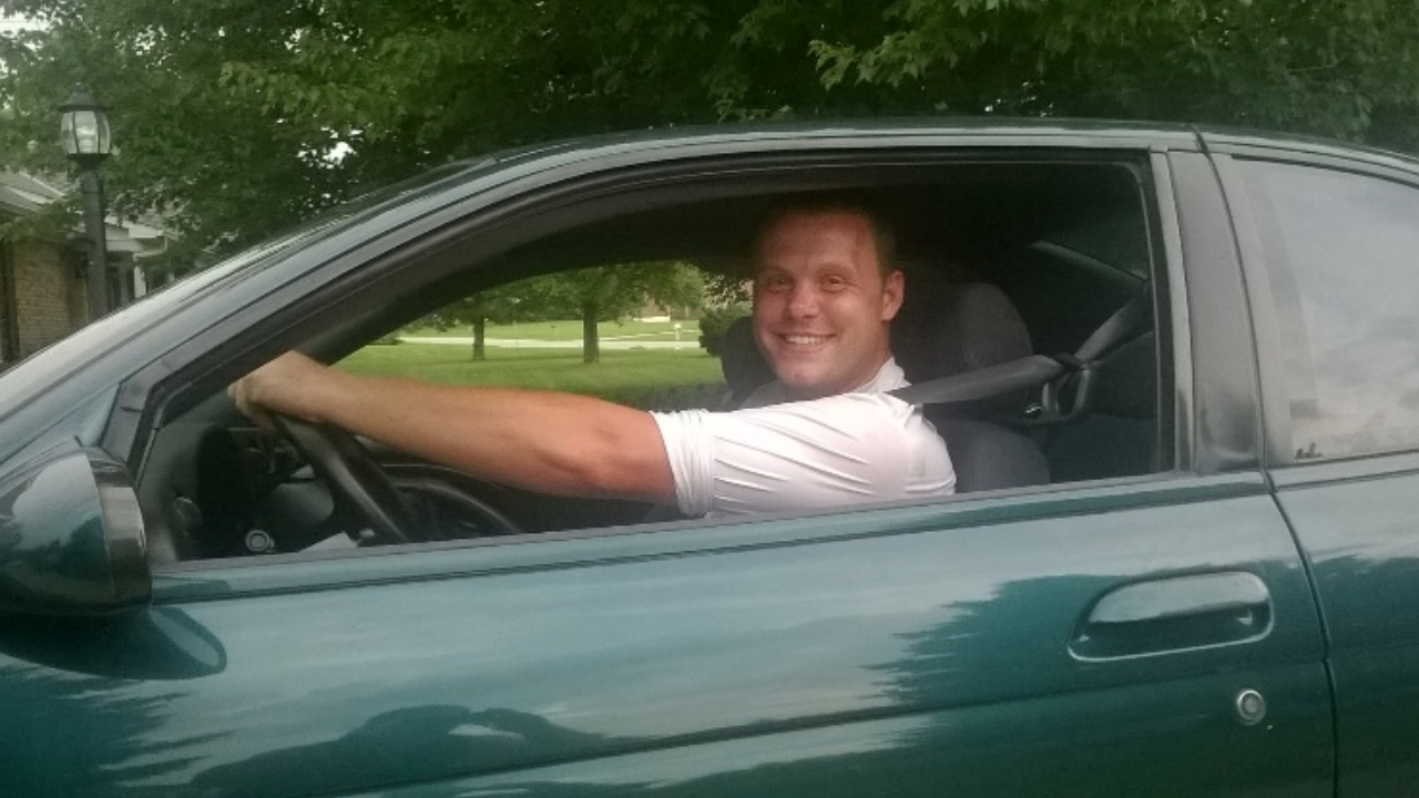 Kurtis in his new car