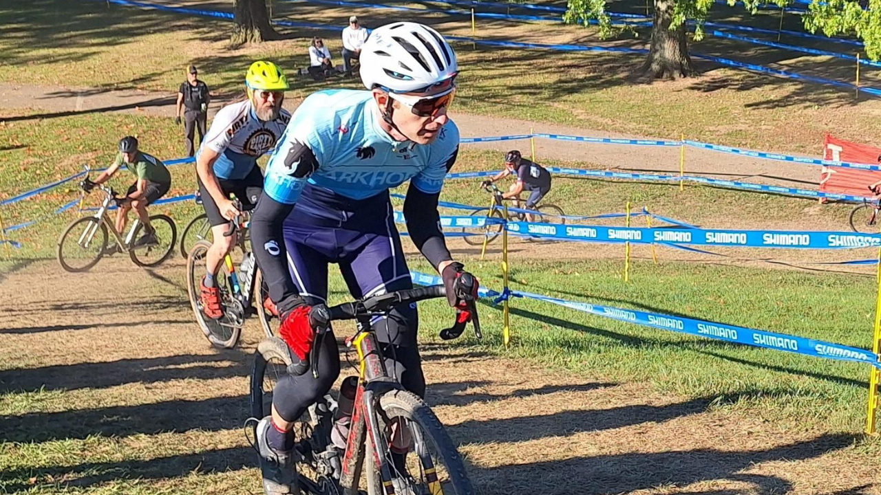 Mike cycles in a race 