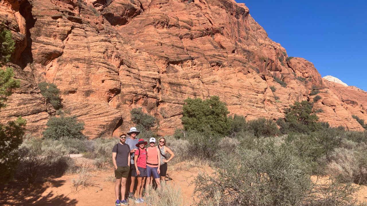 Nancy and family hiking