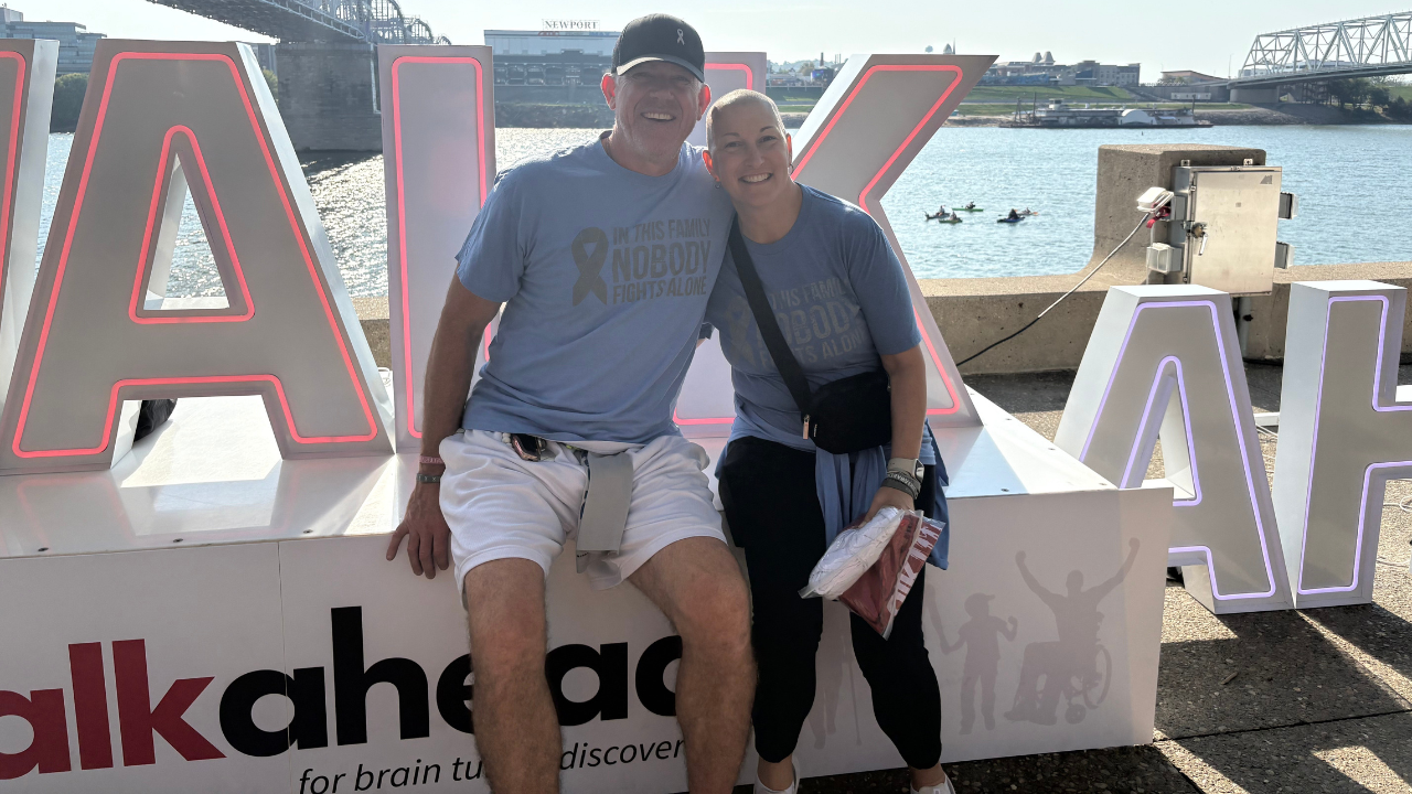 Patty Young and her husband at the Walk Ahead for Brain Tumor Discoveries event in Cincinnati, Ohio