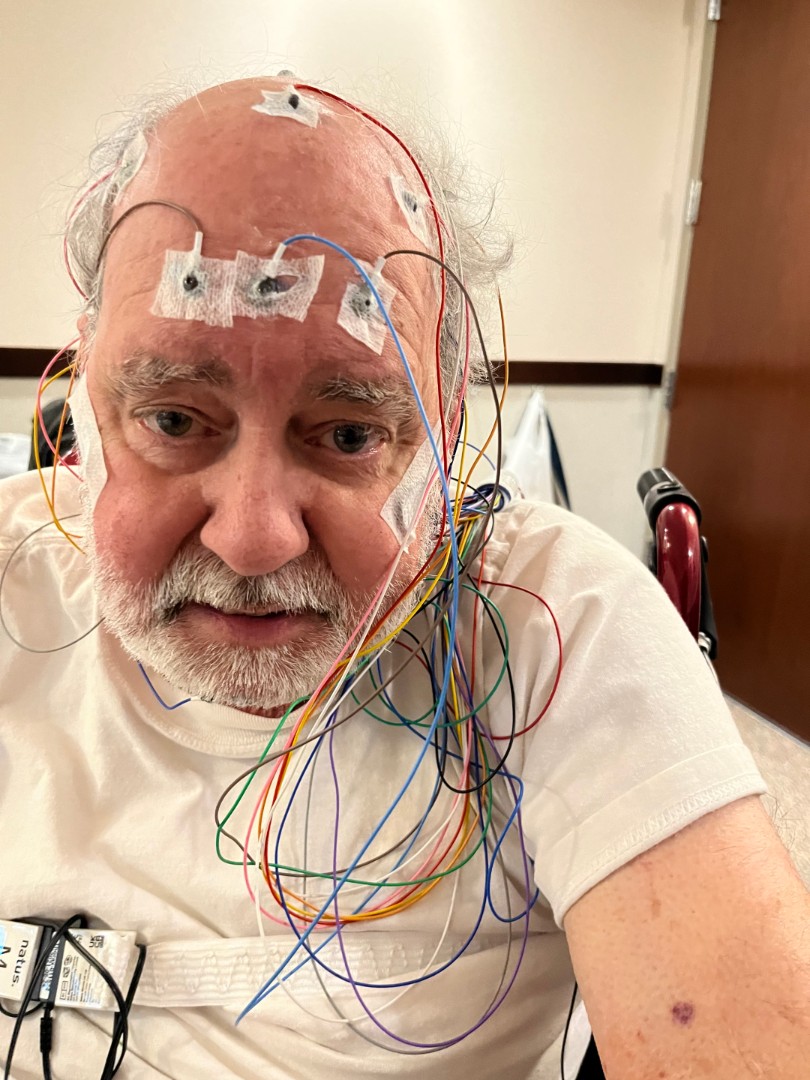 Rod Fussinger shares a photo of himself during a hospital visit during a testing procedure