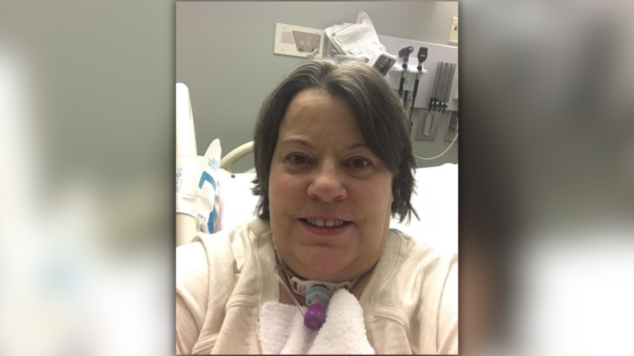 Tammy Landis smiles in the hospital 