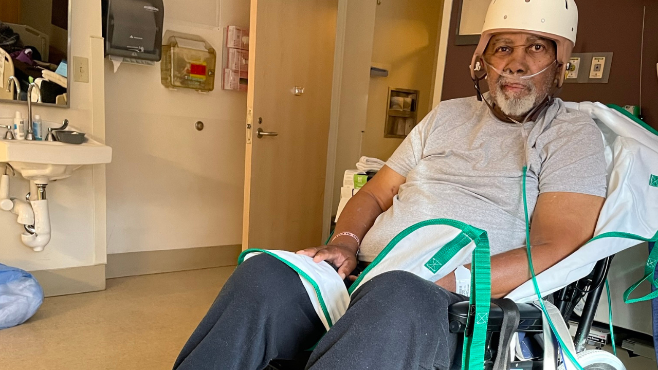 Theodore Mathis in his hospital room