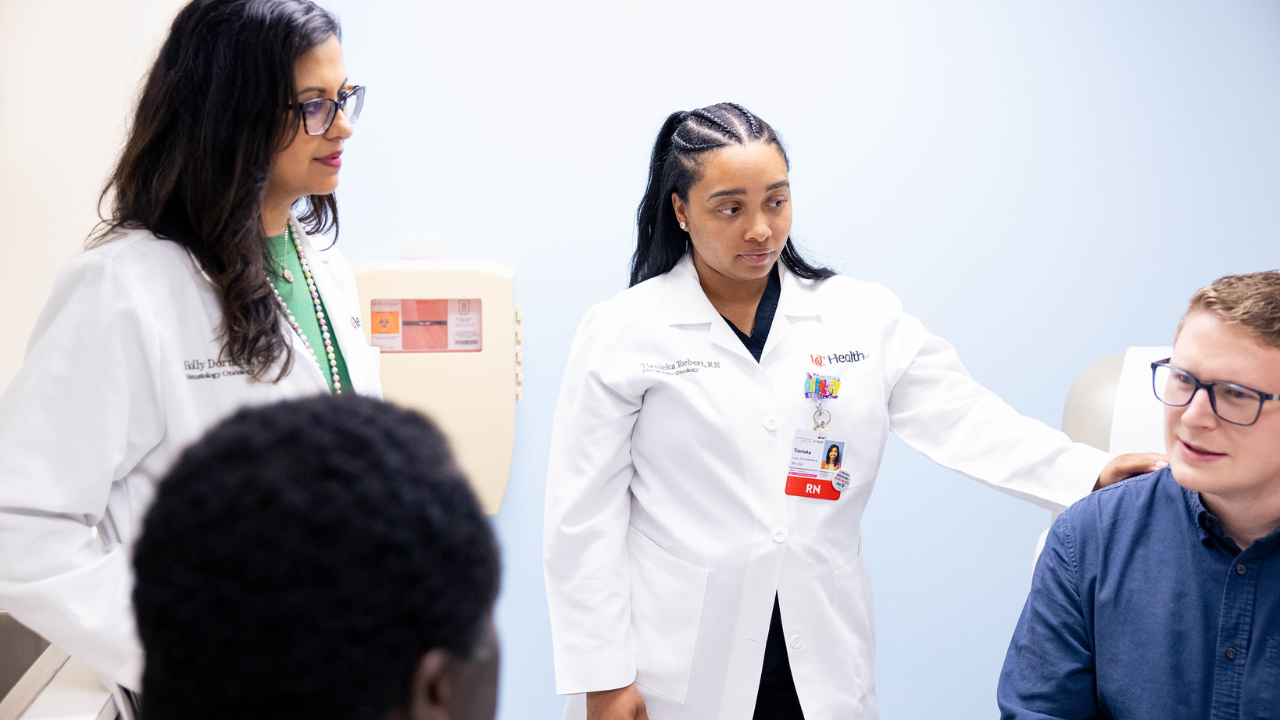 Patient meets with care team at the University of Cincinnati Cancer Center