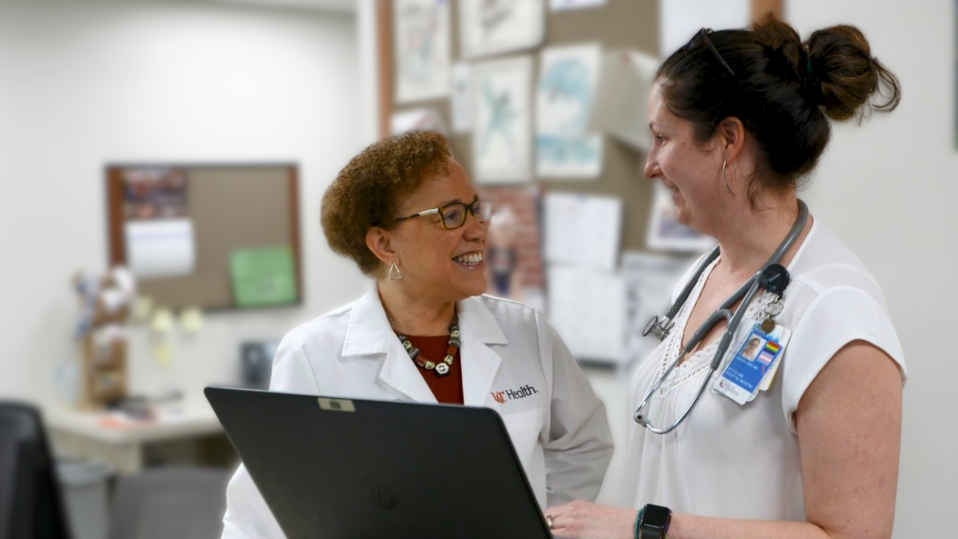 Physician examines a patient's eye. 