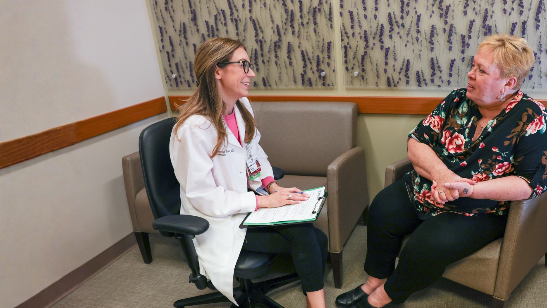 Dr. Brown consults with a patient during a mammogram appointment at UC Health in Cincinnati