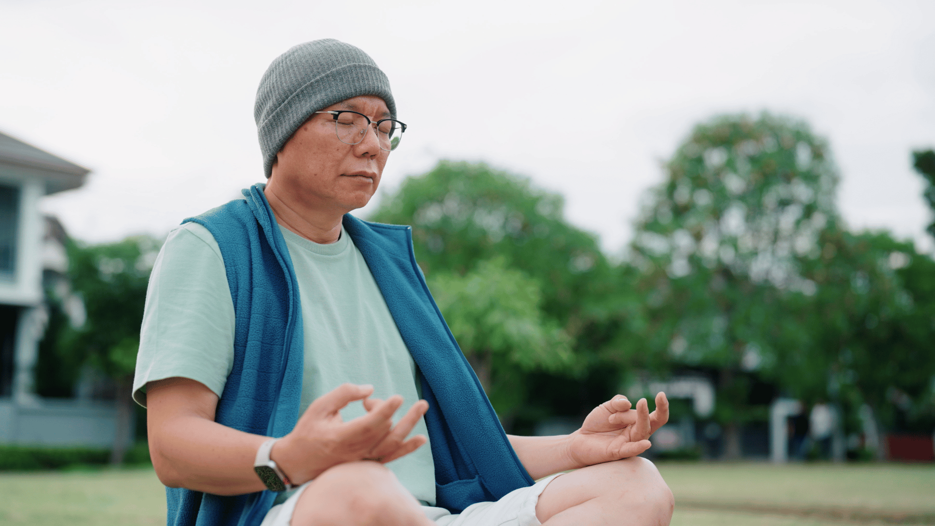 Cancer patient doing yoga