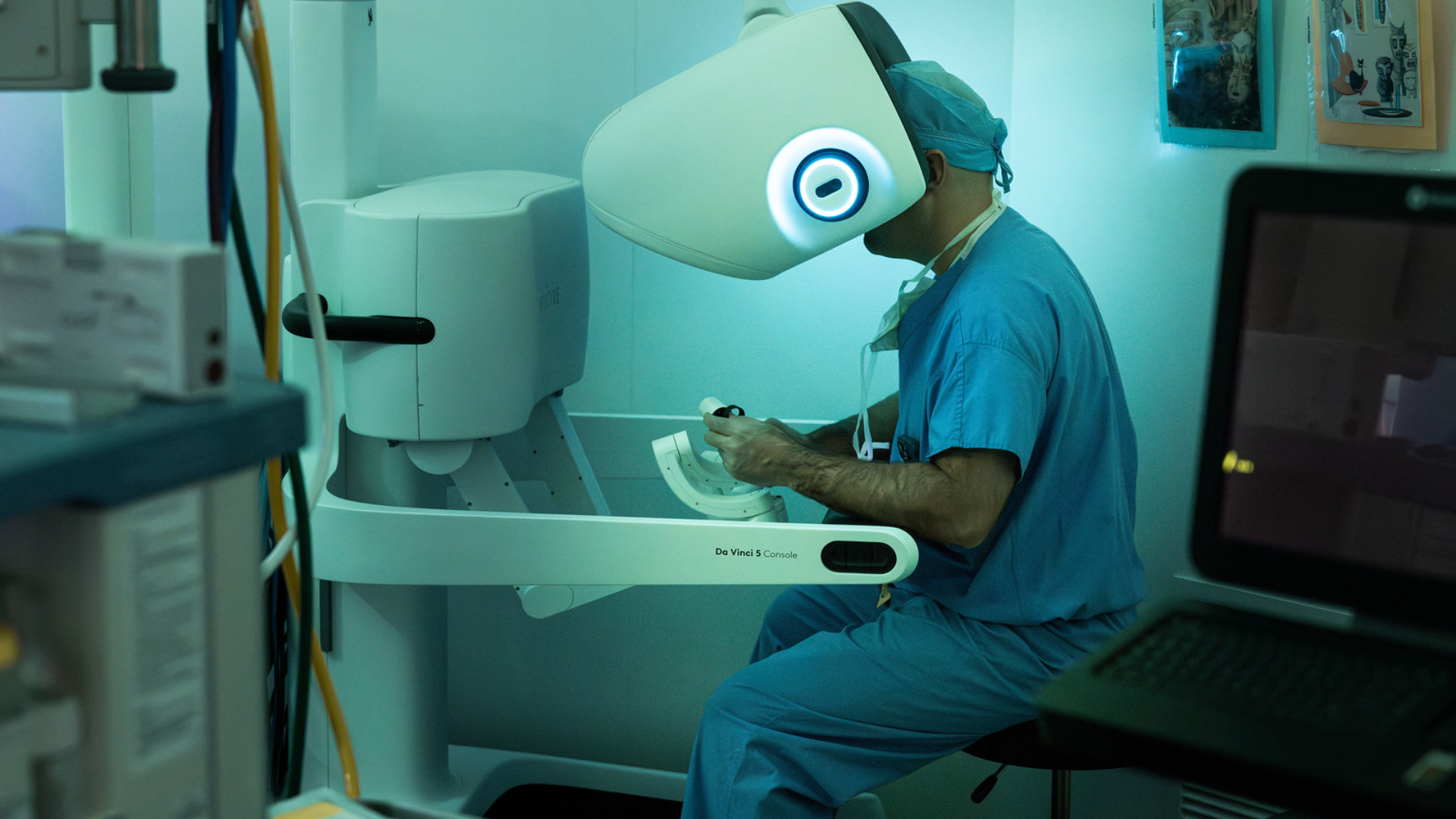 Surgeon at University of Cincinnati Cancer Center during robotic surgery