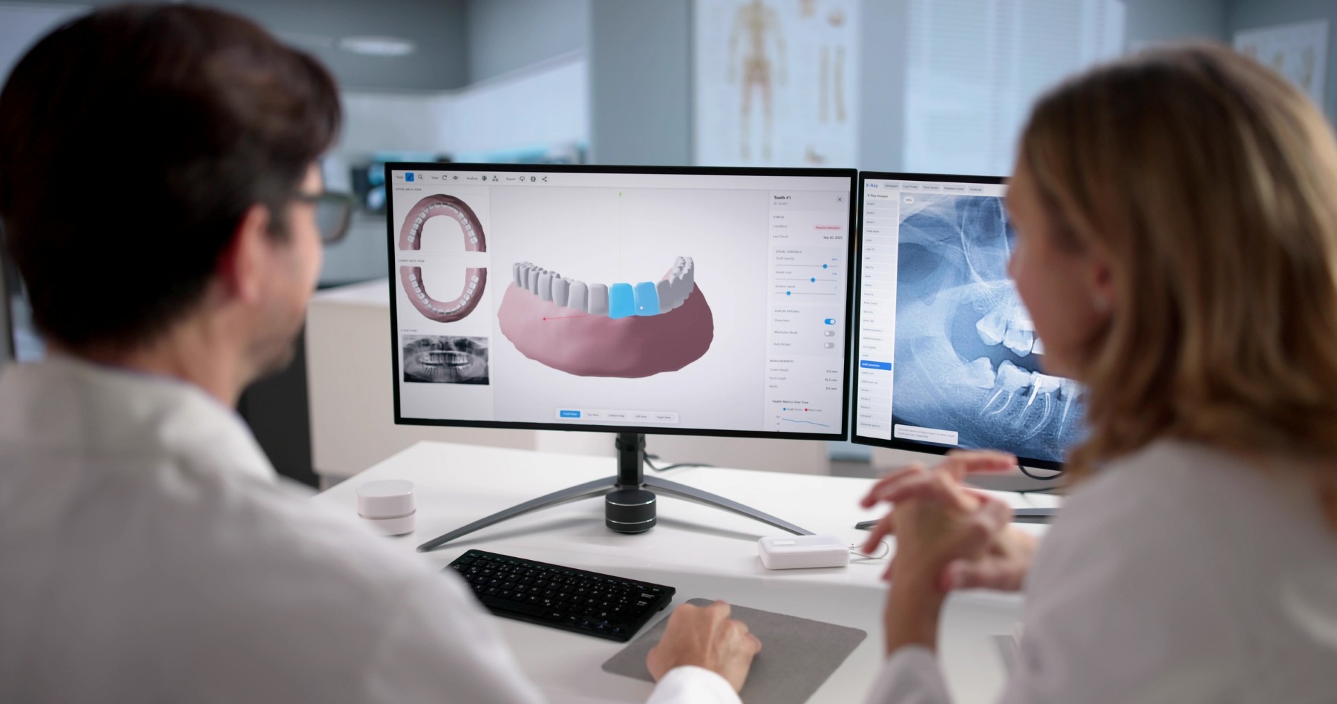 Medical providers look at virtual images. 