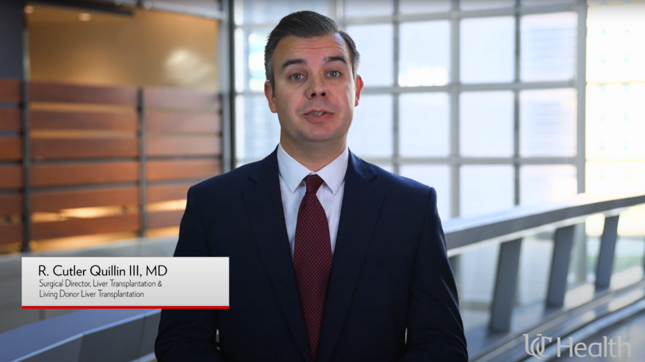 Surgical Director, Liver Transplantation & Living Donor Liver Transplantation, R. Cutler Quillin II, MD, reviews the liver transplant surgery at UC Health in Cincinnati