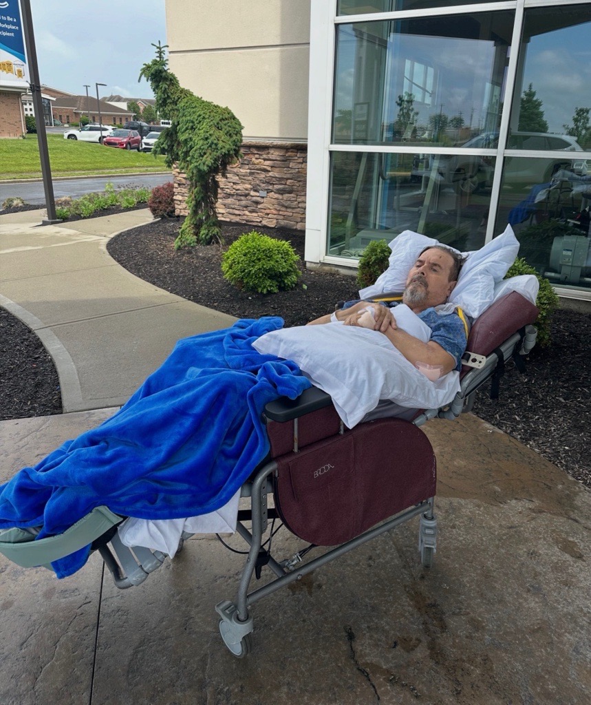 Chris Aldred enjoying the weather outside, post injury. 