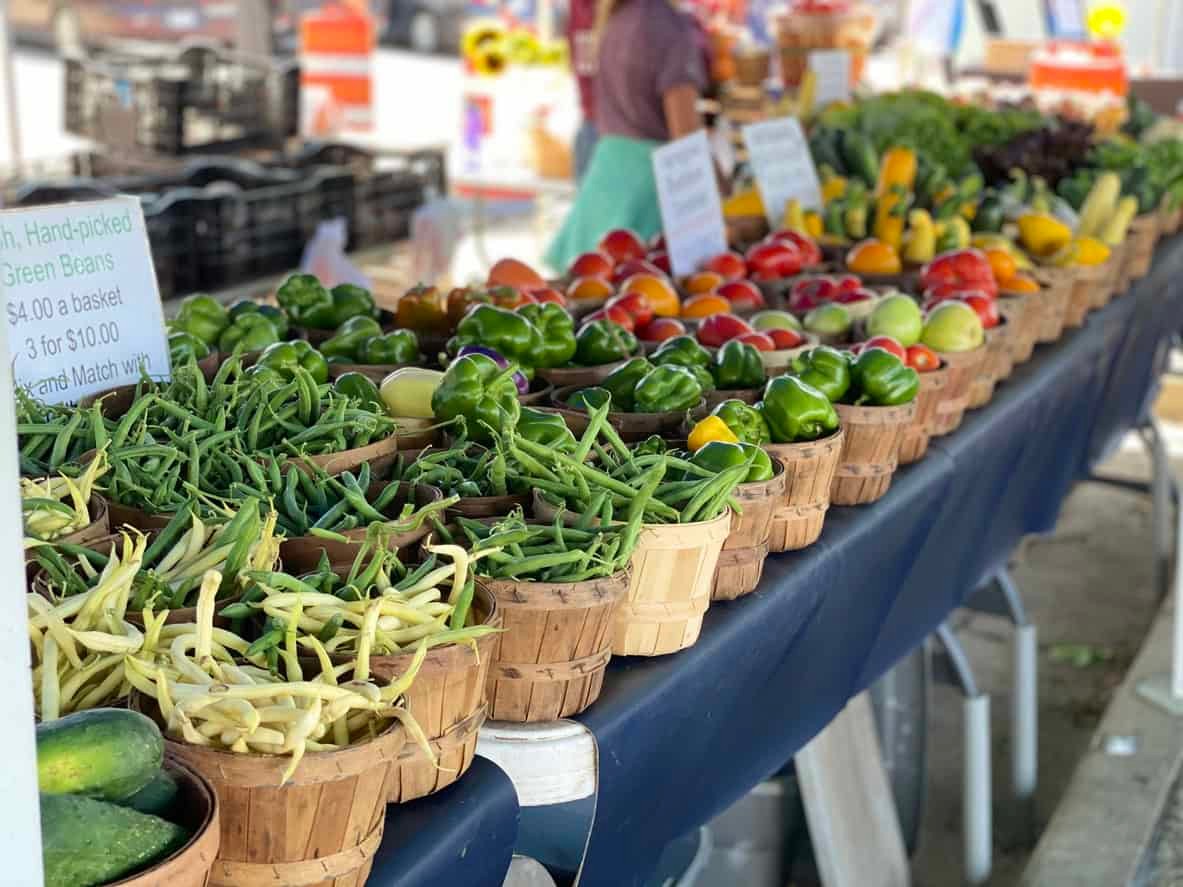 Farmers Market veggie display.