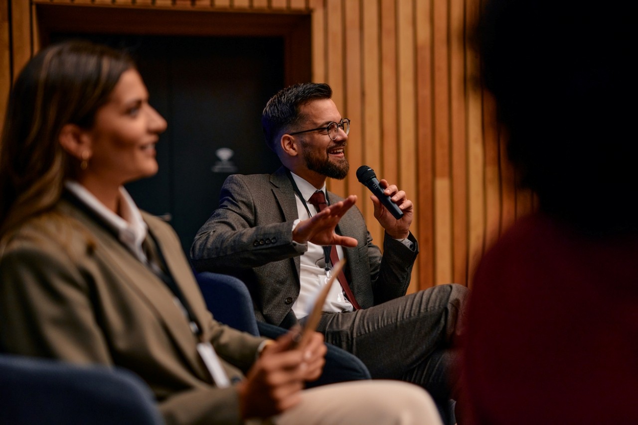 Group panel for a speaker series. 