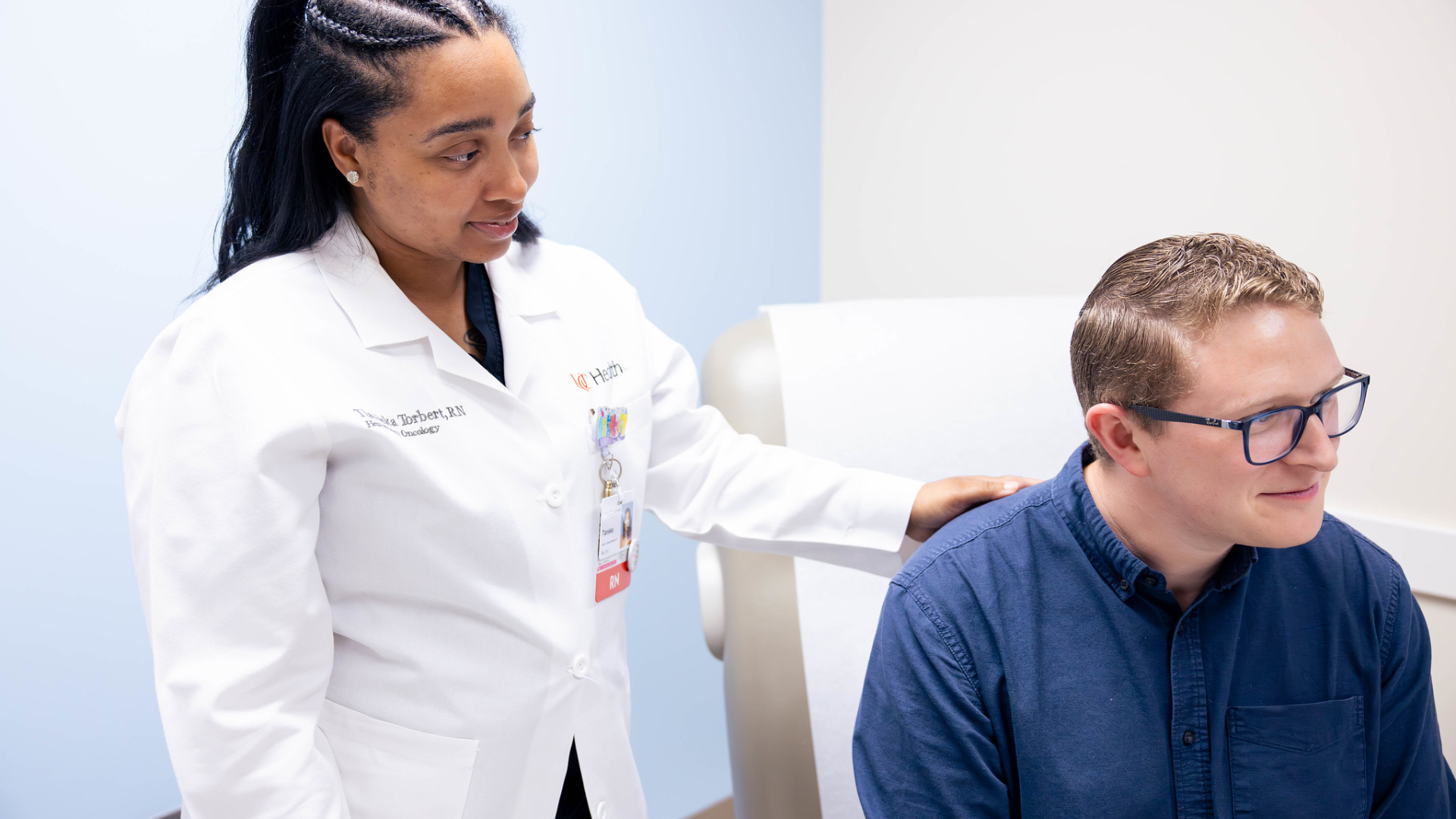 RN at UC Cancer Center supports a patient