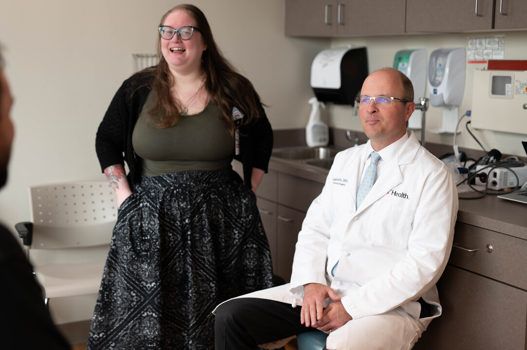 University of Cincinnati Cancer Center team meets with a colorectal cancer patient during a coordinated visit