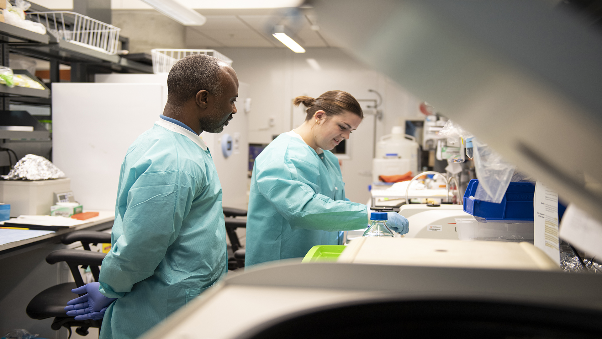 Researchers monitor samples in memory care lab