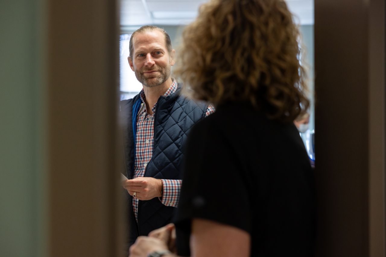 Medical provider talks with a patient. 