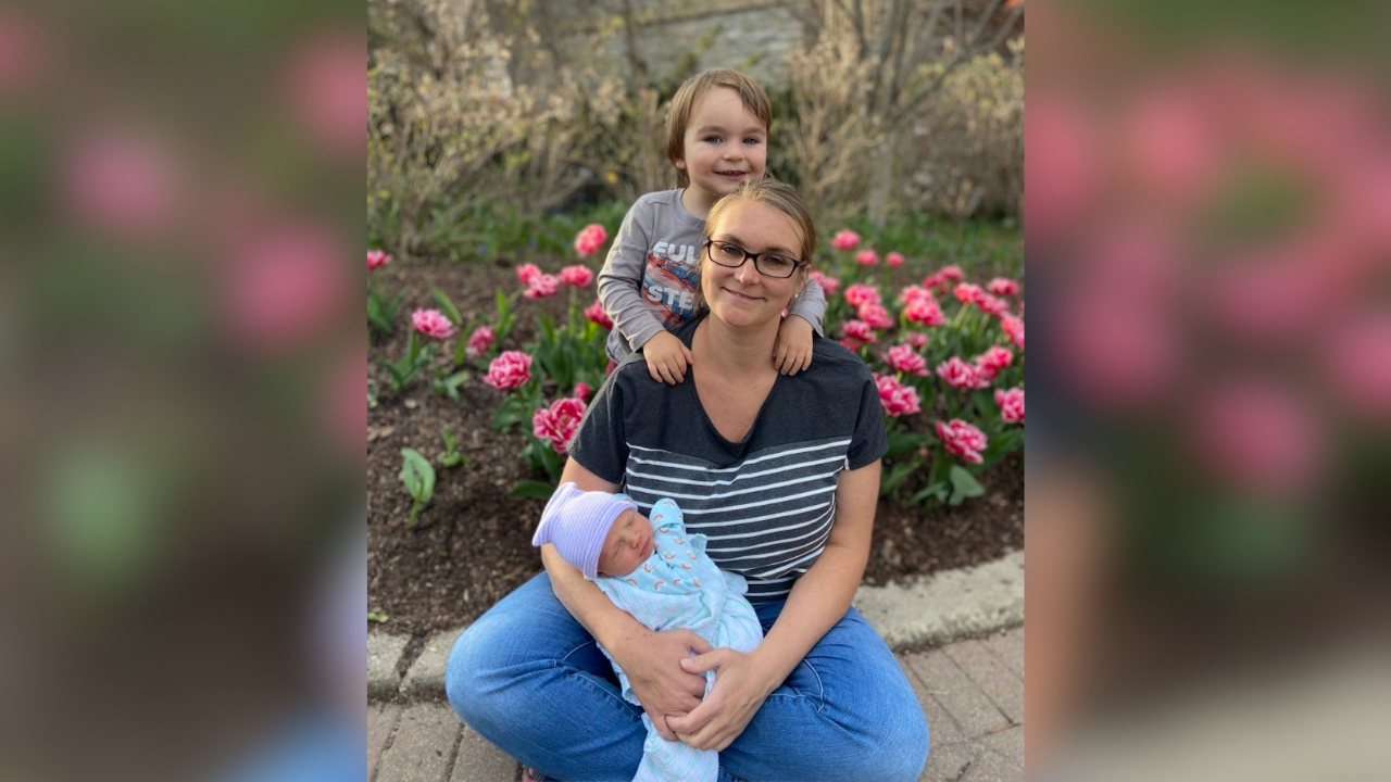 Carrie Pellino and her two children