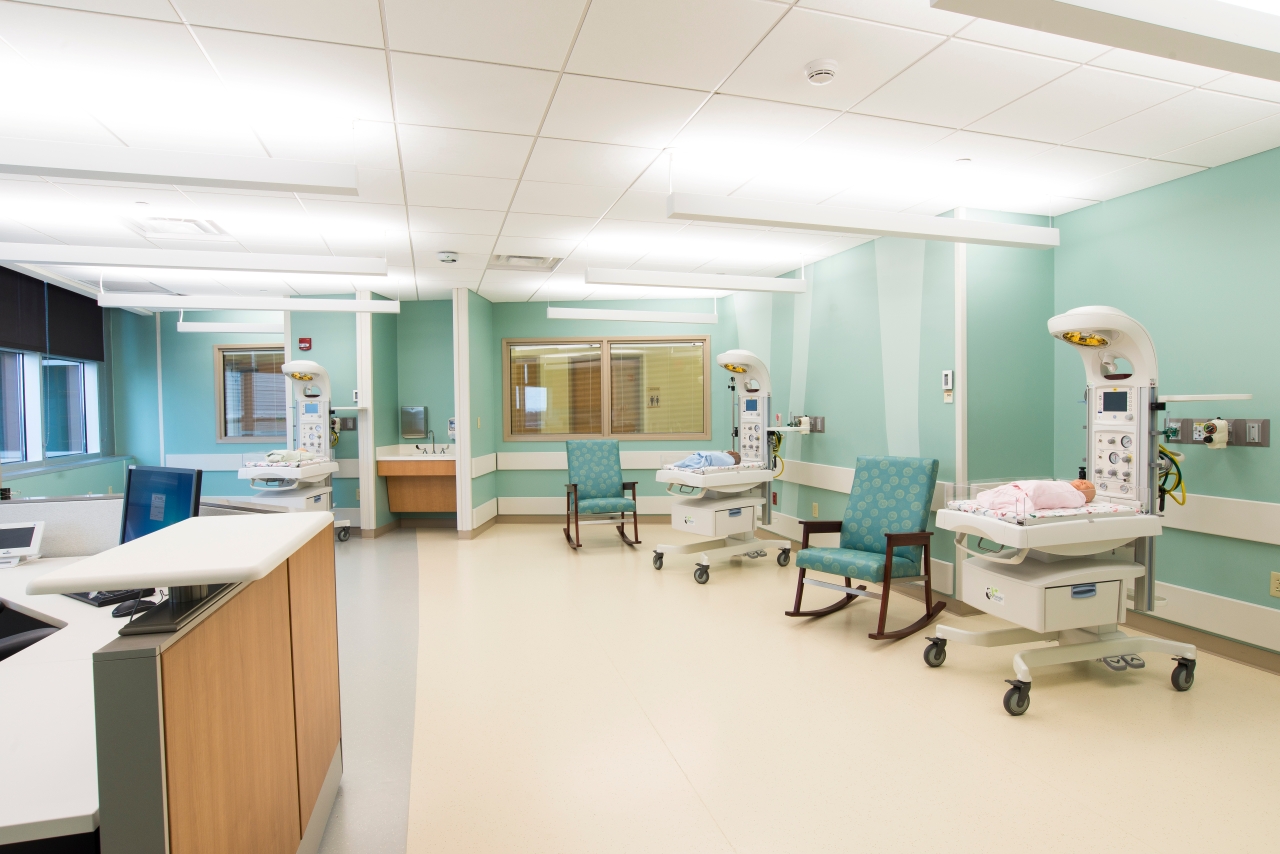 Wide shot of the special care nursery at West Chester Hospital.