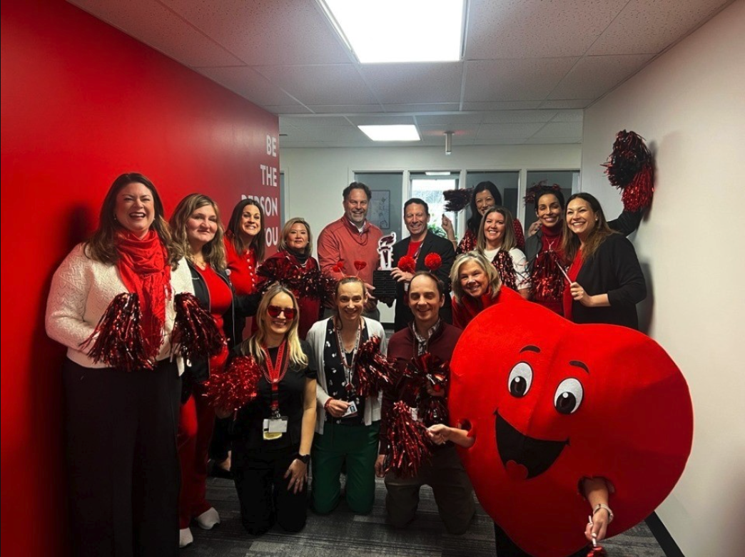 UC Health team wears red for heart month. 